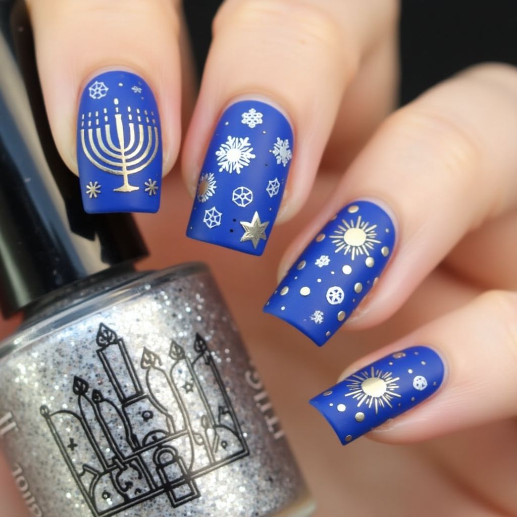 Hanukkah Stamping Nail Design
