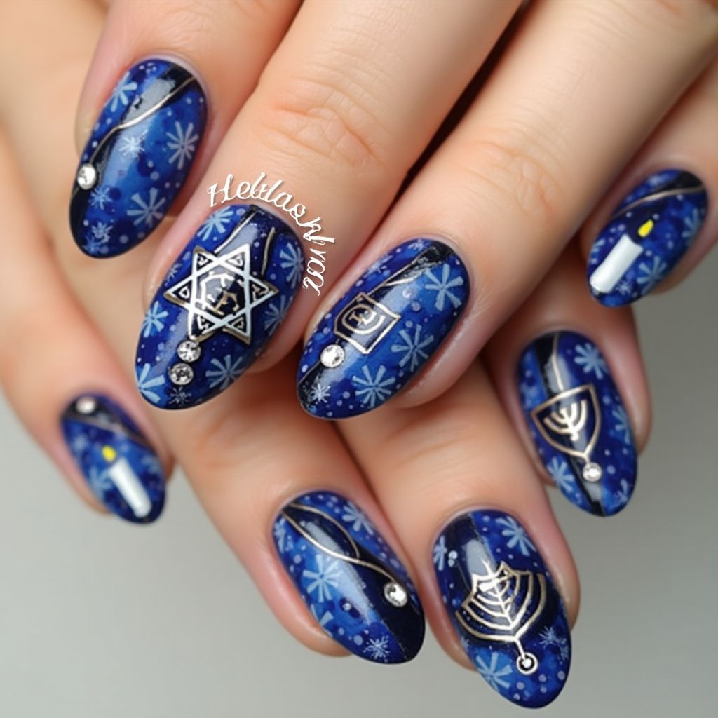Hanukkah 3d Nail Design