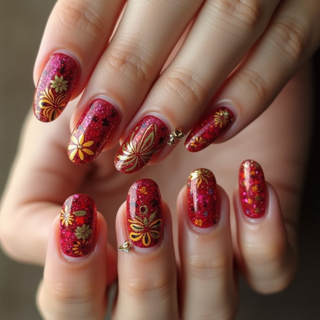 Diwali Stamping Nail Design