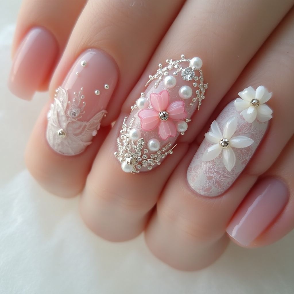 Wedding 3d Nail Design