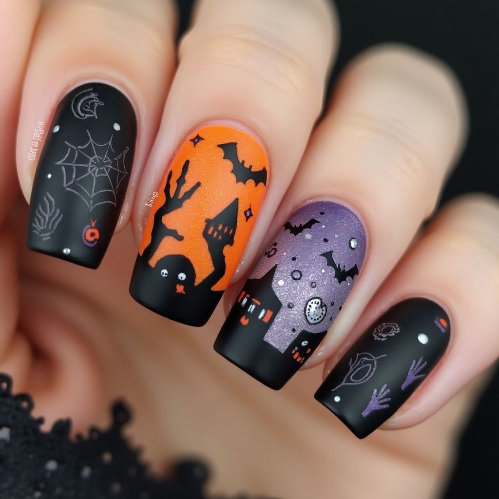 Halloween Negative Space Nail Design