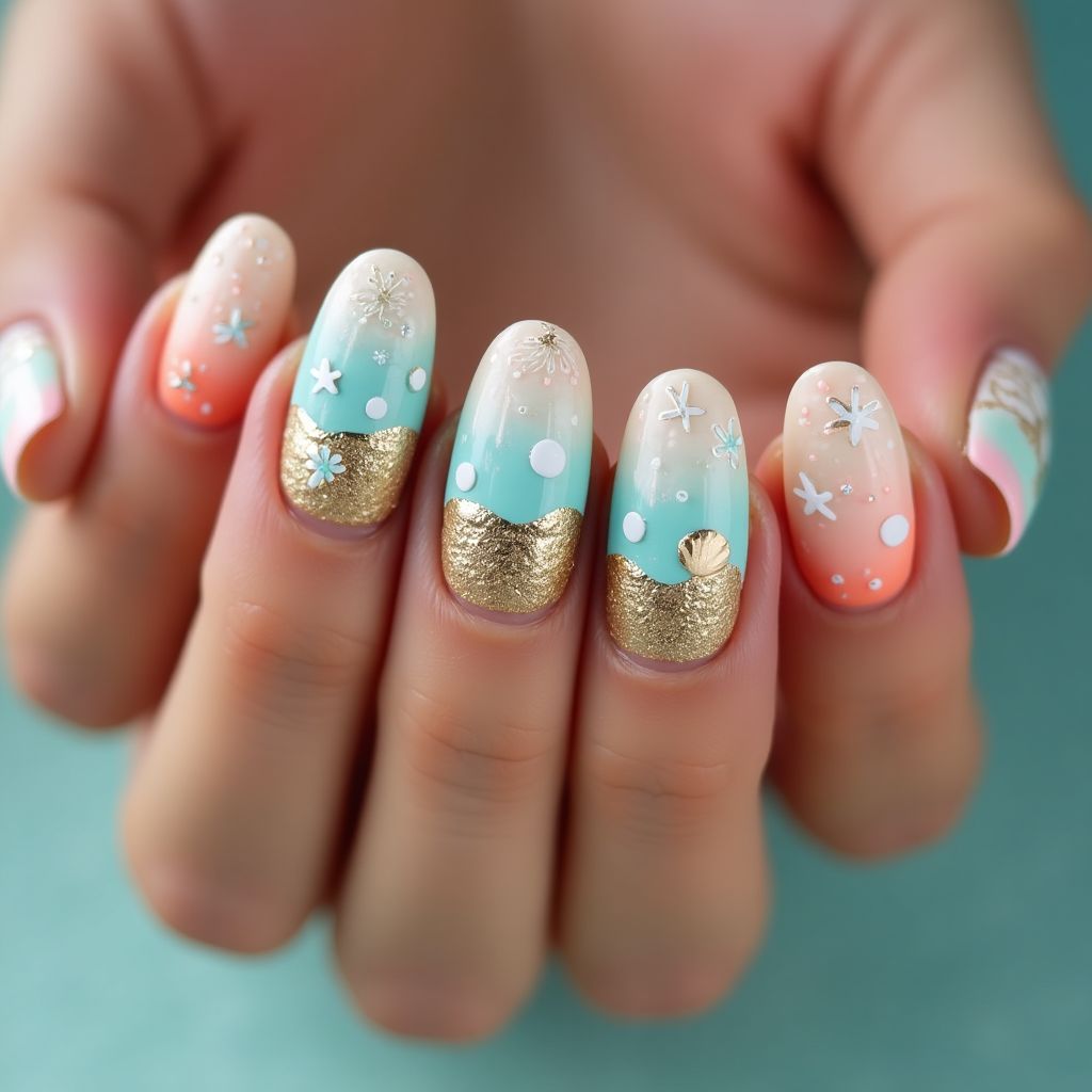 Beach Ombre Nail Design