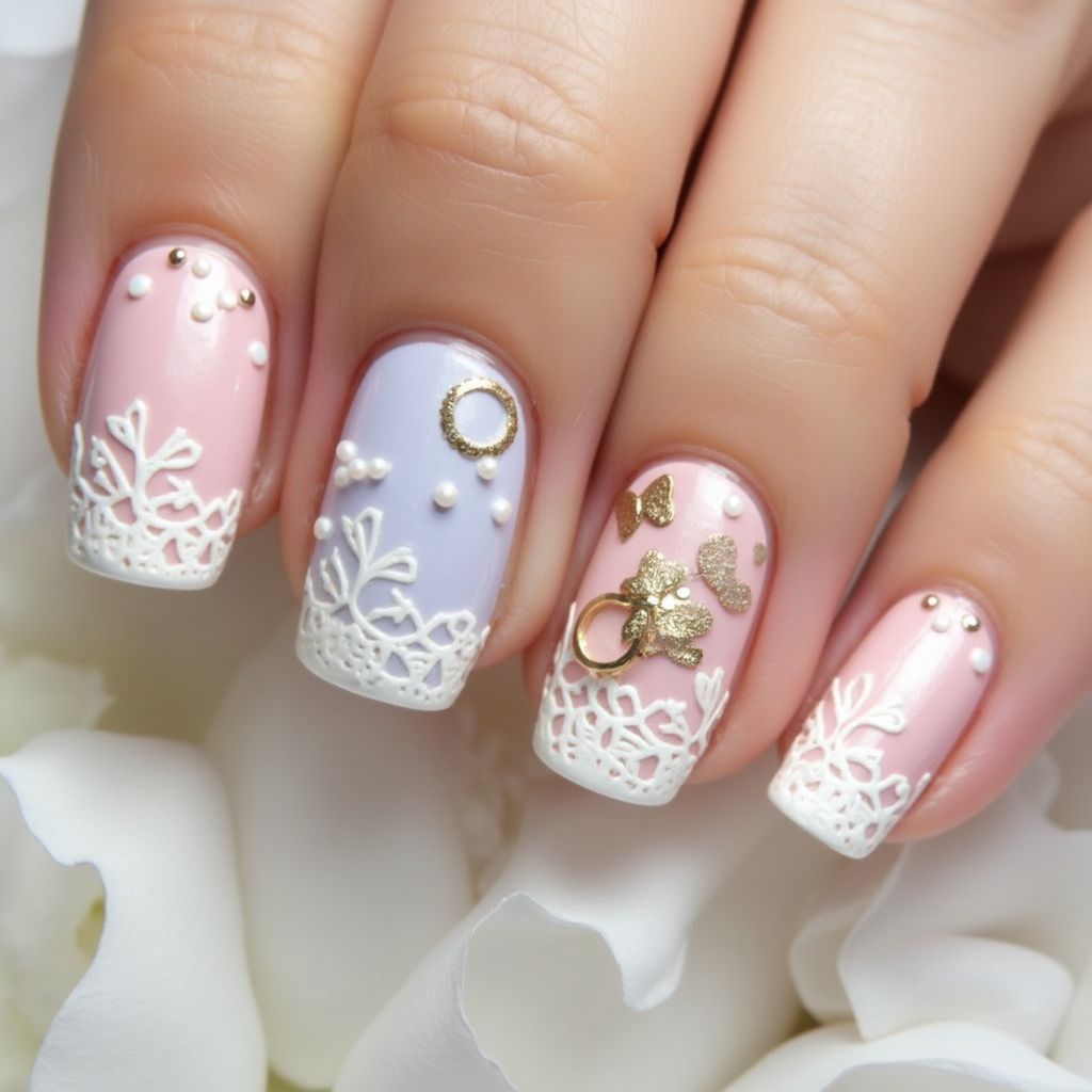 Bridal Shower Stamping Nail Design
