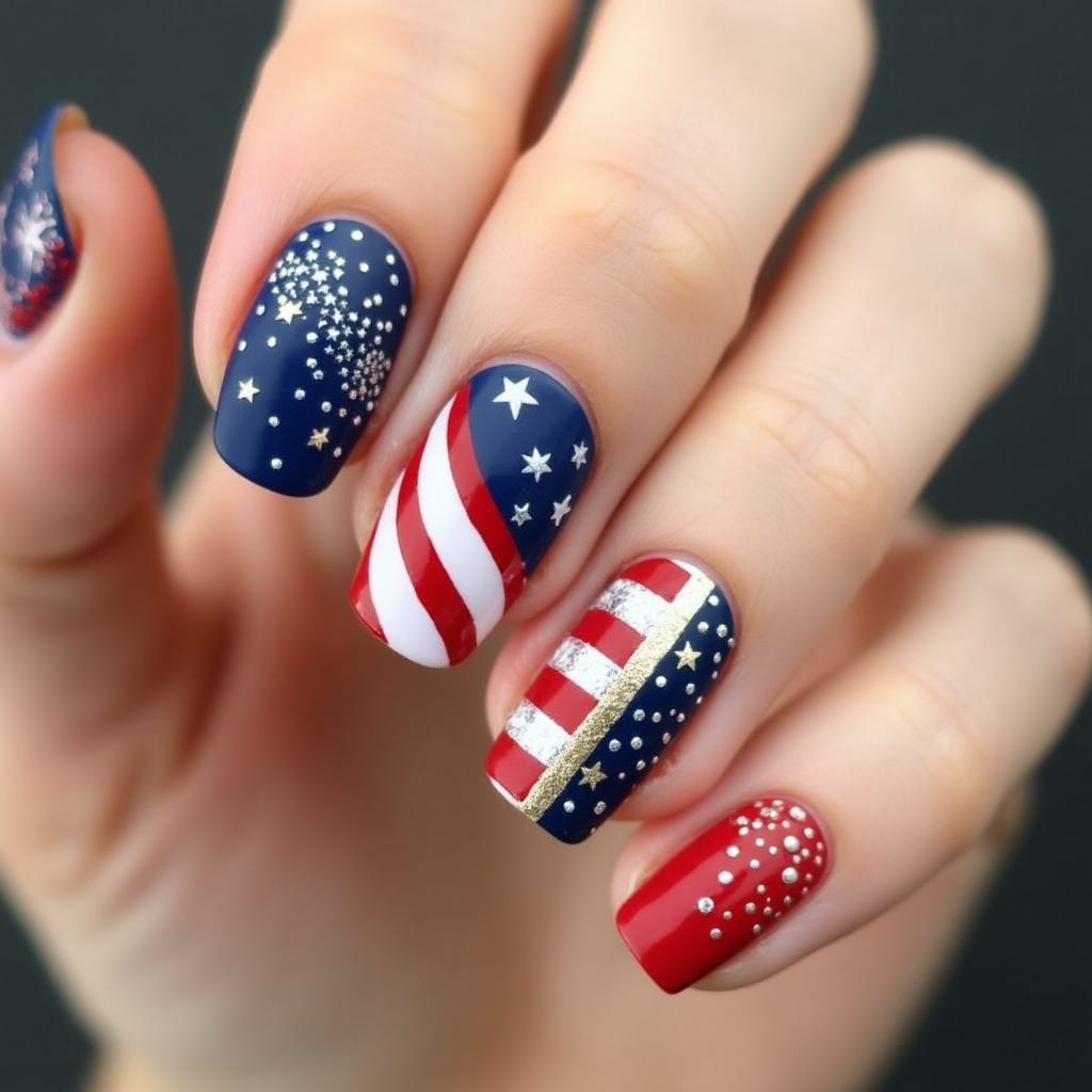 Independence Day French Manicure Nail Design