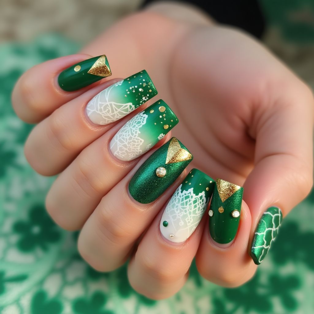St Patrick's Day Ombre Nail Design