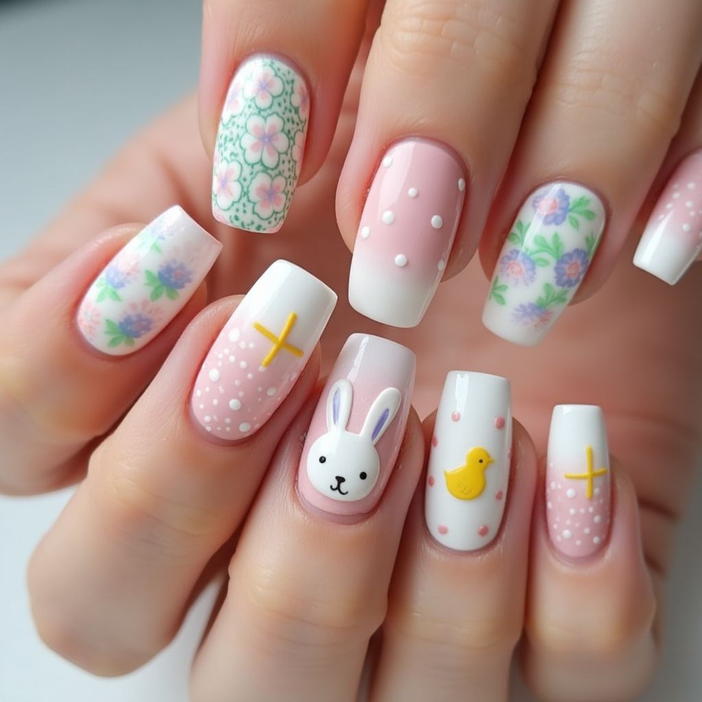 Easter French Manicure Nail Design