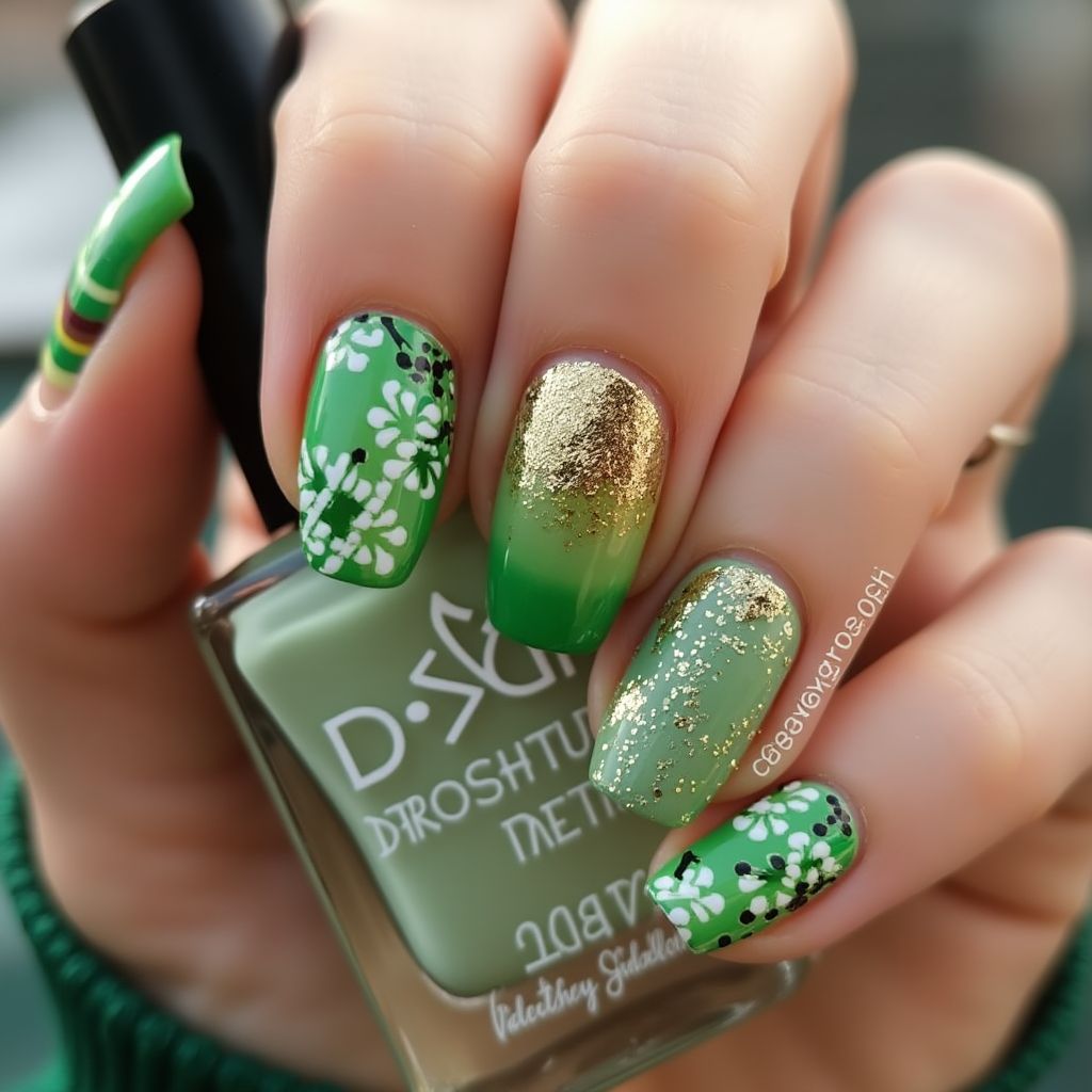 St Patrick's Day Ombre Nail Design