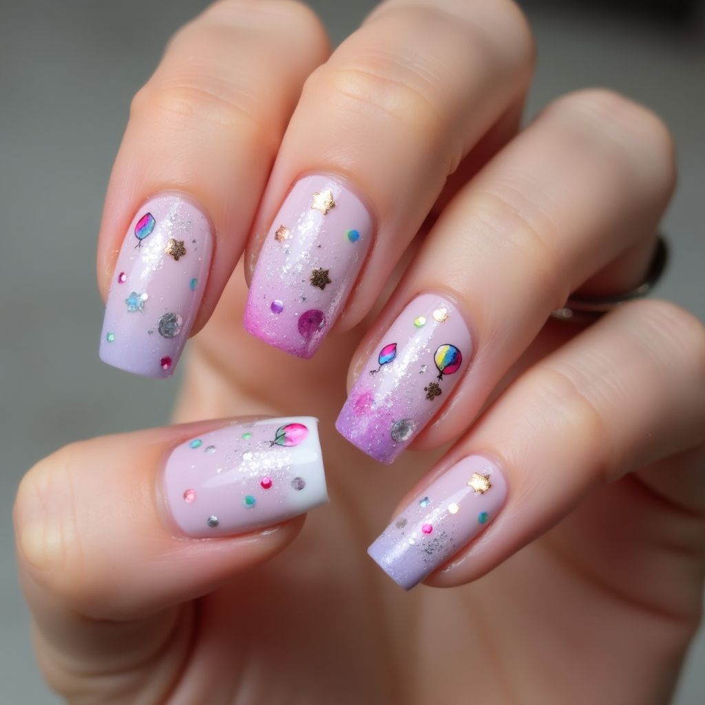 Birthday French Manicure Nail Design