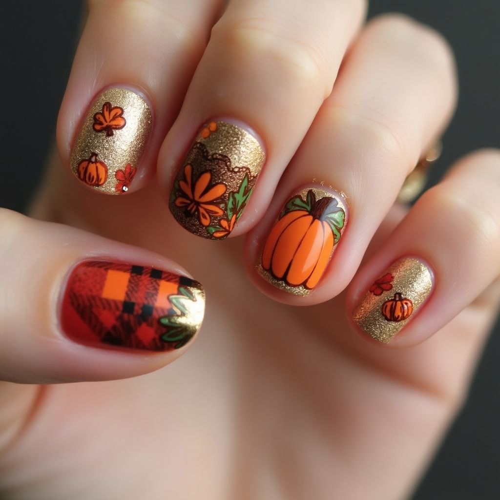 Thanksgiving 3d Nail Design