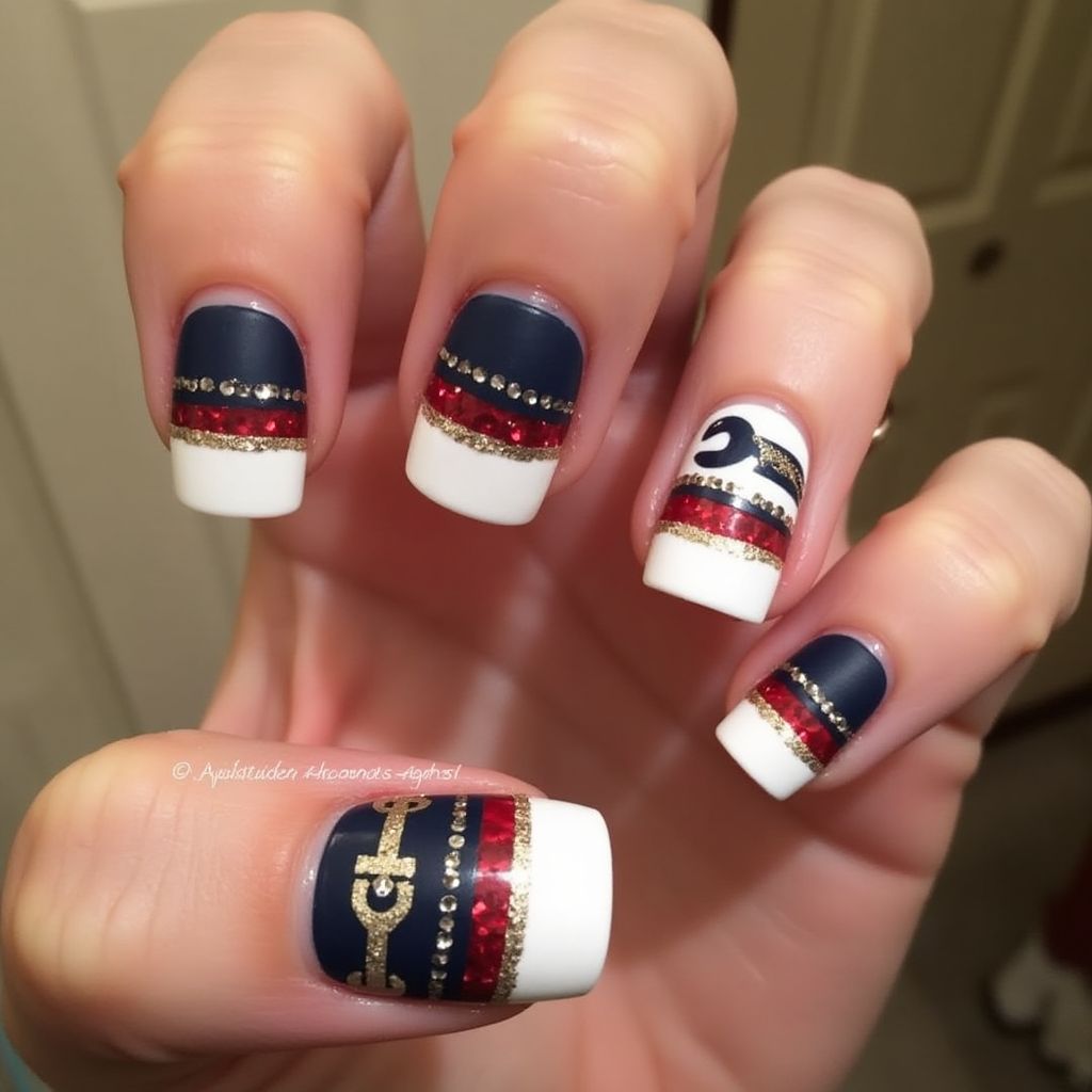 Labor Day French Manicure Nail Design