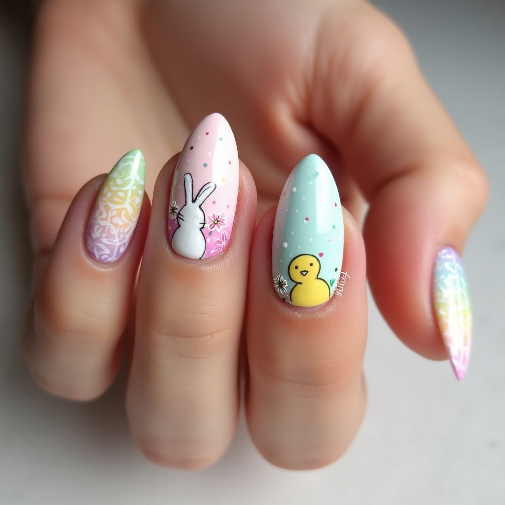 Easter Ombre Nail Design
