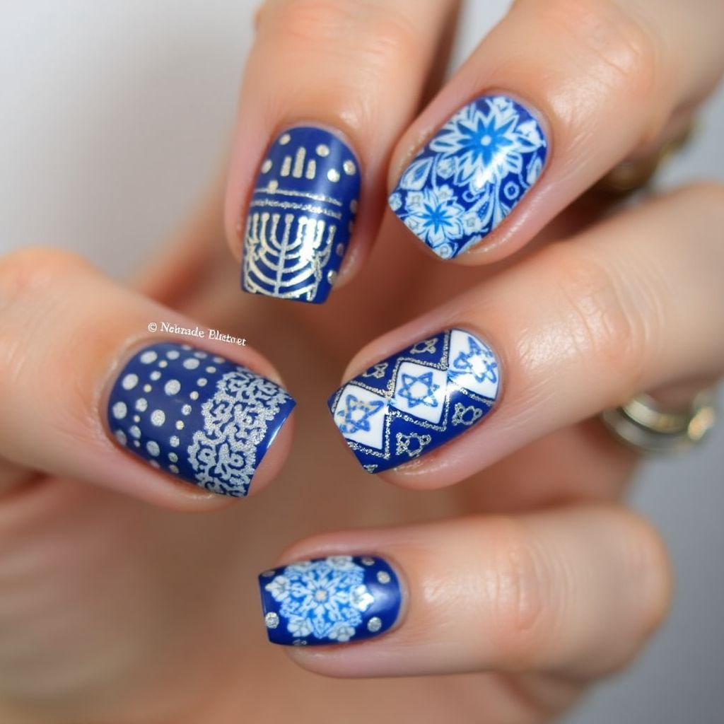 Hanukkah Stamping Nail Design