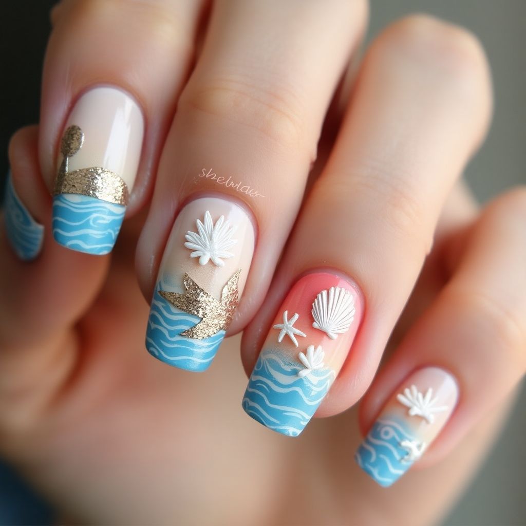 Beach French Manicure Nail Design