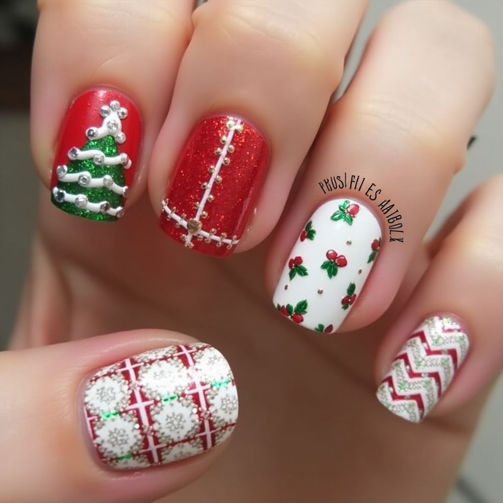 Christmas French Manicure Nail Design