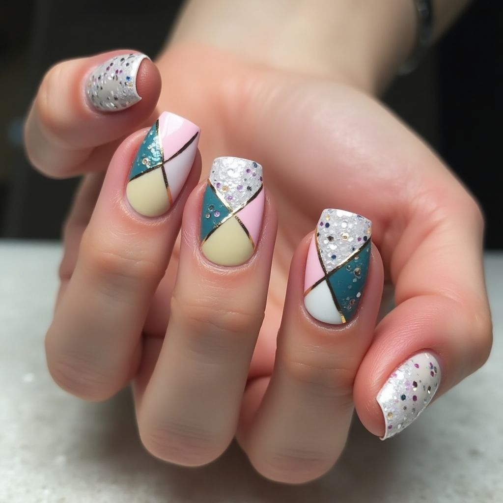Party Negative Space Nail Design