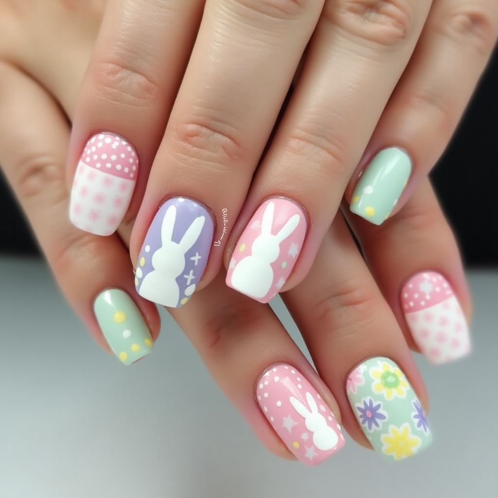 Easter Negative Space Nail Design