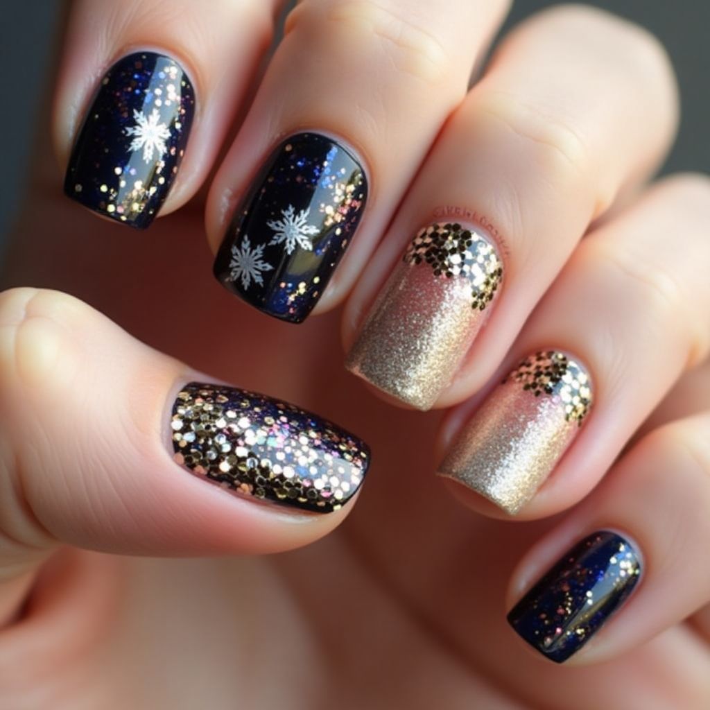 New Year Ombre Nail Design