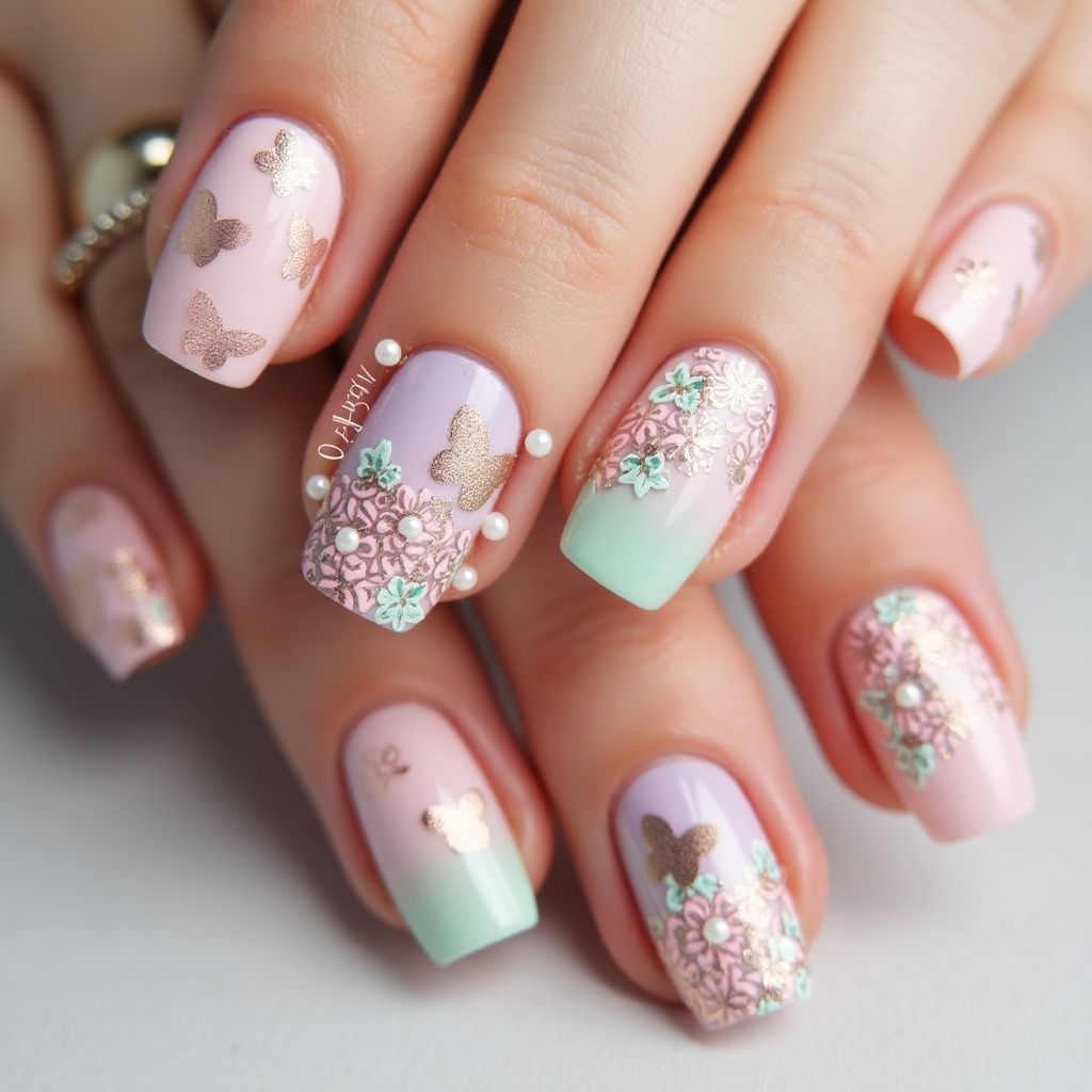 Mother's Day Stamping Nail Design