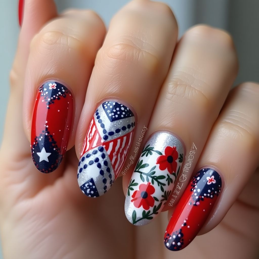 Memorial Day Stamping Nail Design