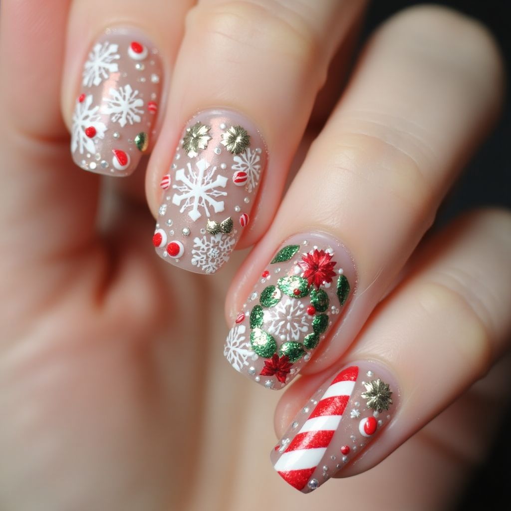 Christmas Negative Space Nail Design