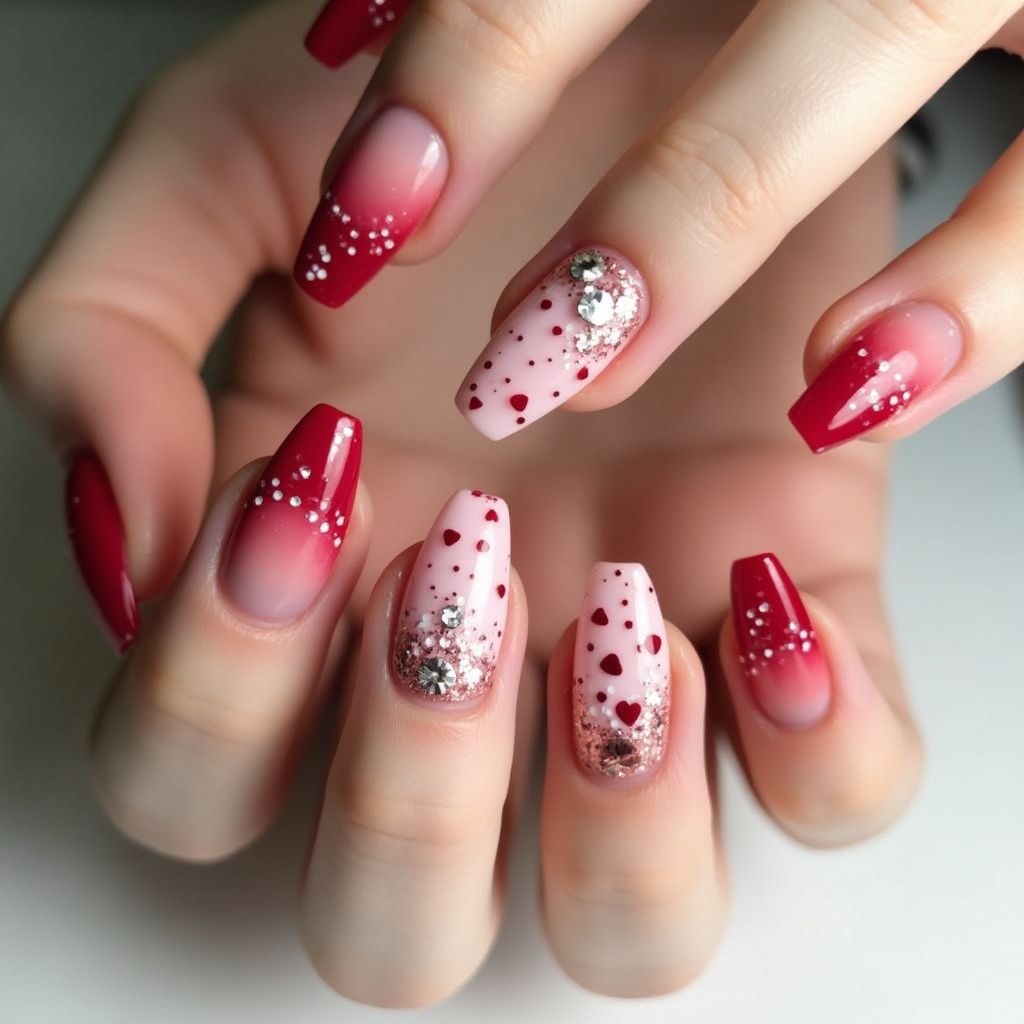 Valentine's Day Ombre Nail Design