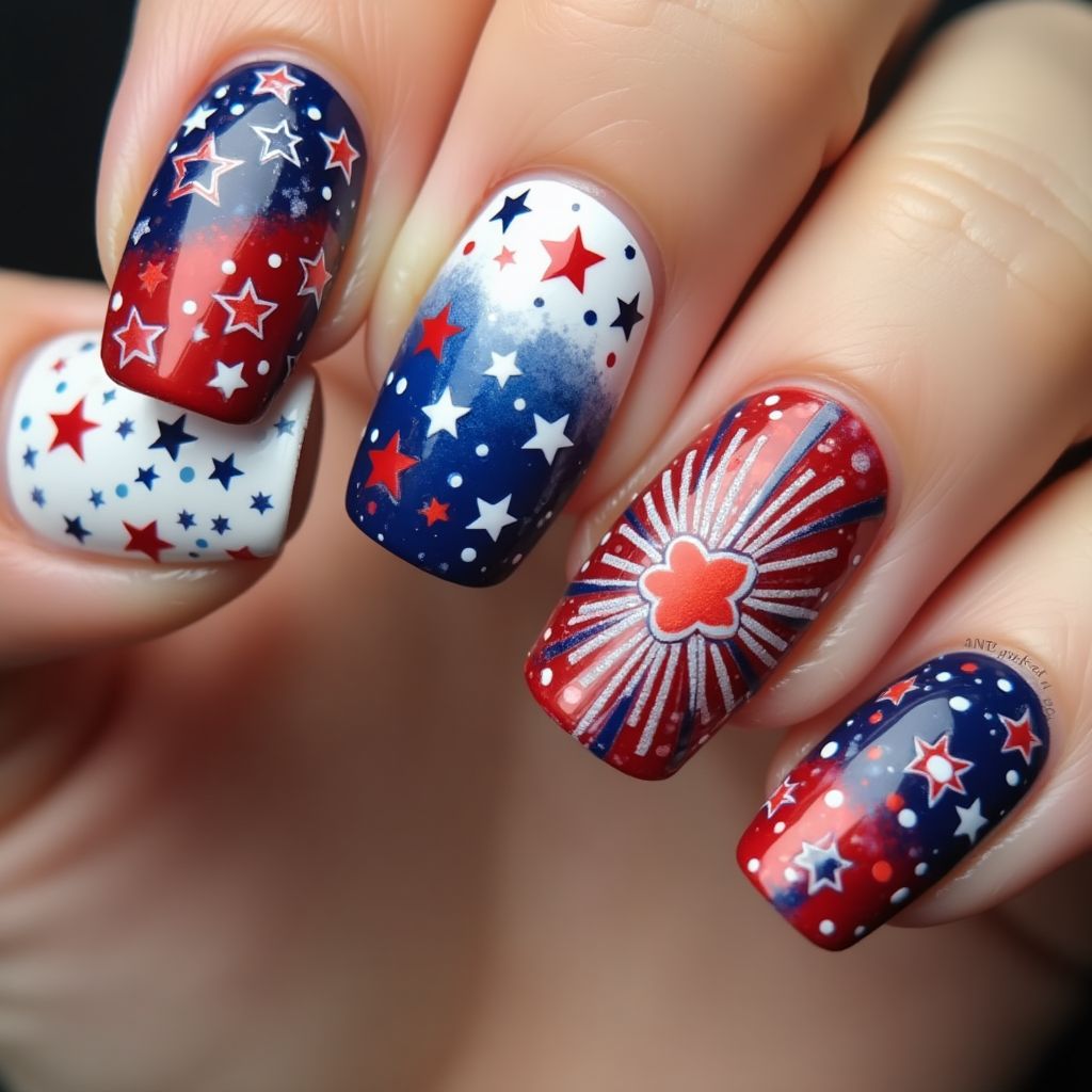 Independence Day 3d Nail Design