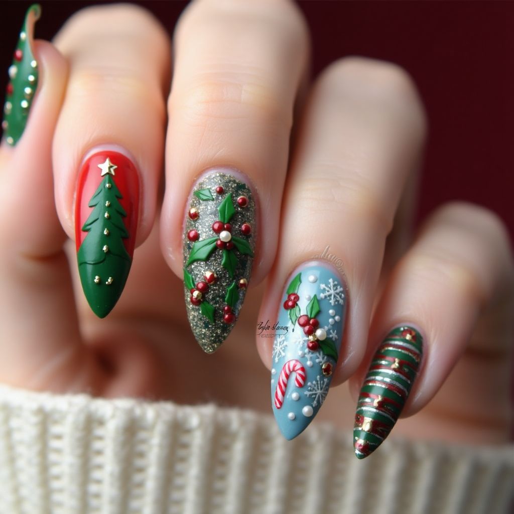 Christmas 3d Nail Design