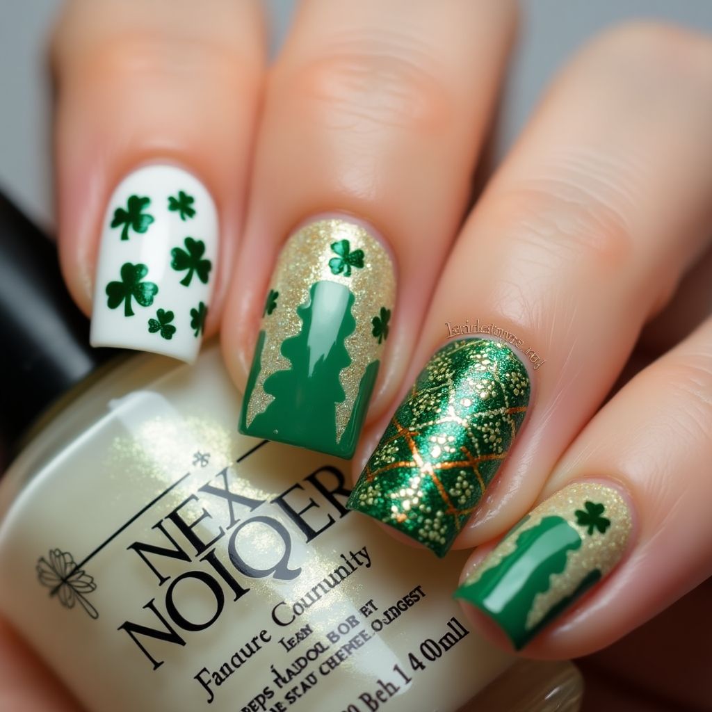 St Patrick's Day French Manicure Nail Design