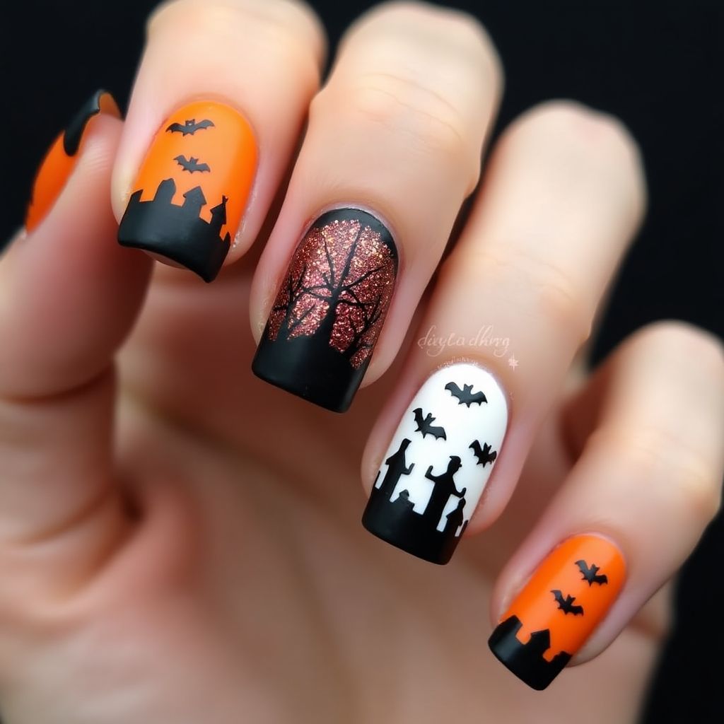 Halloween French Manicure Nail Design