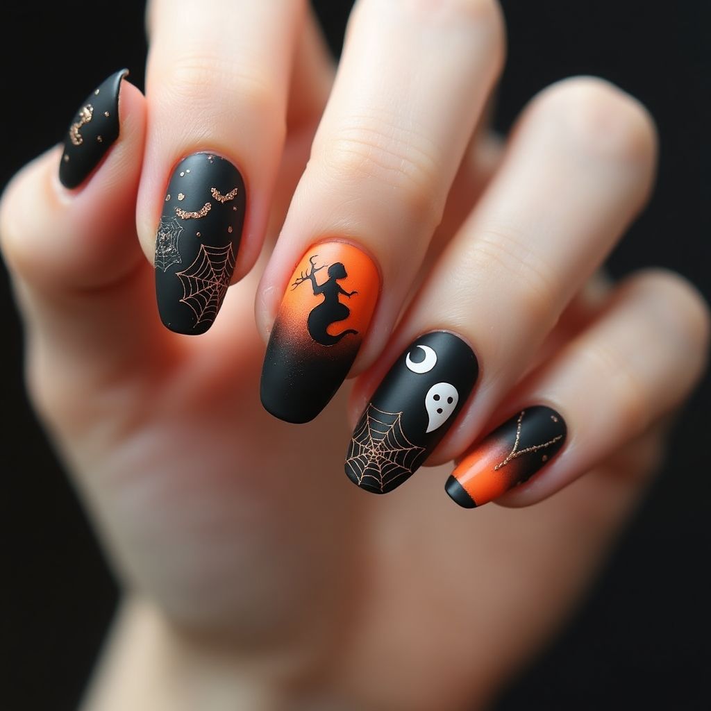 Halloween Negative Space Nail Design