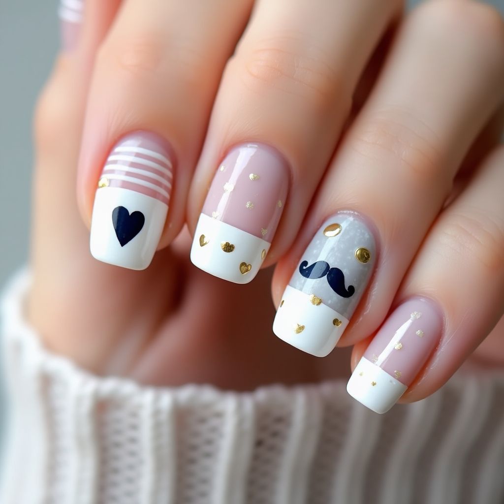Father's Day French Manicure Nail Design