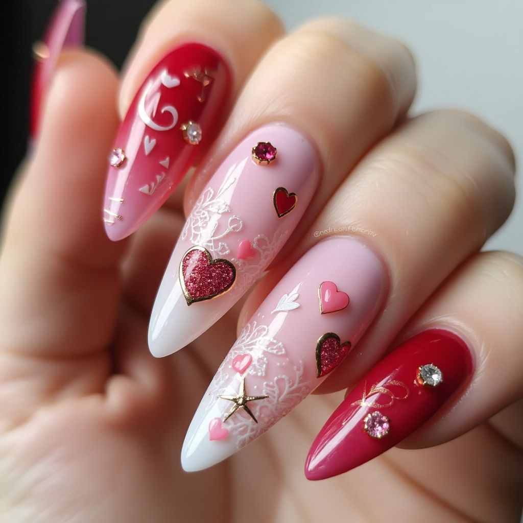 Valentine's Day 3d Nail Design