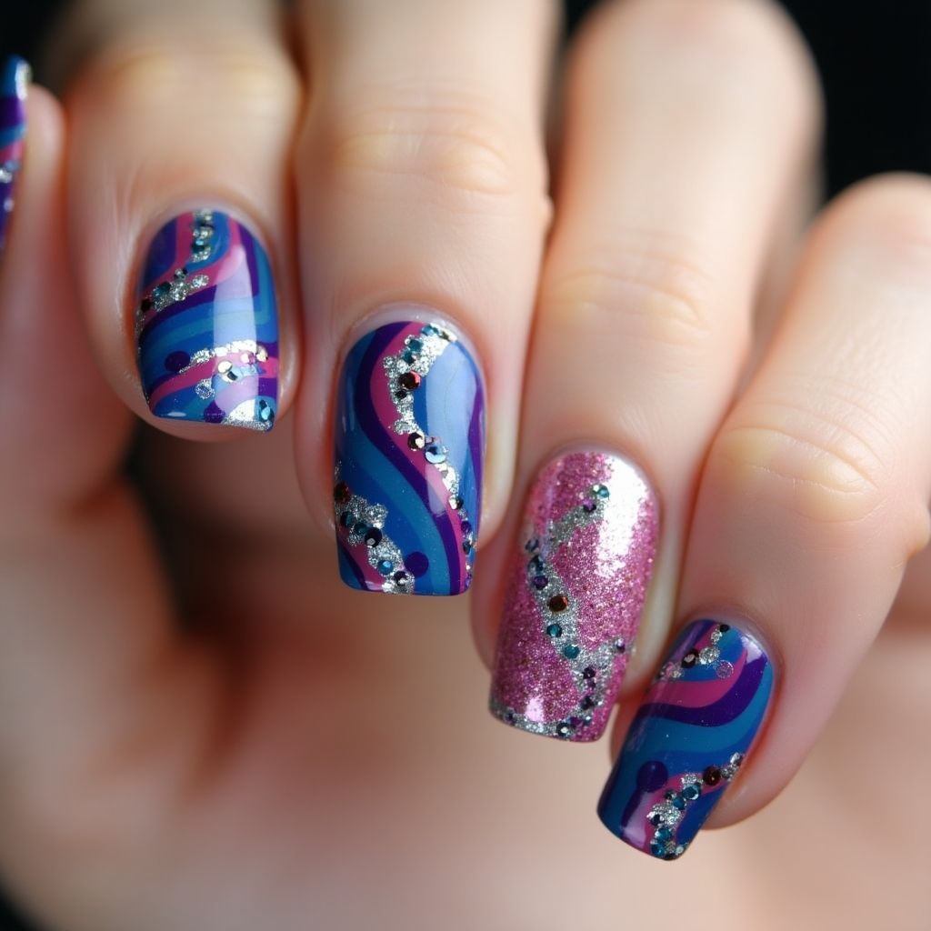 Party Marbling Nail Design