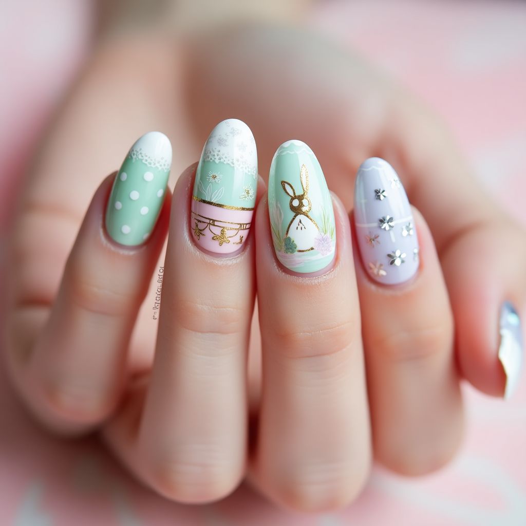 Easter French Manicure Nail Design