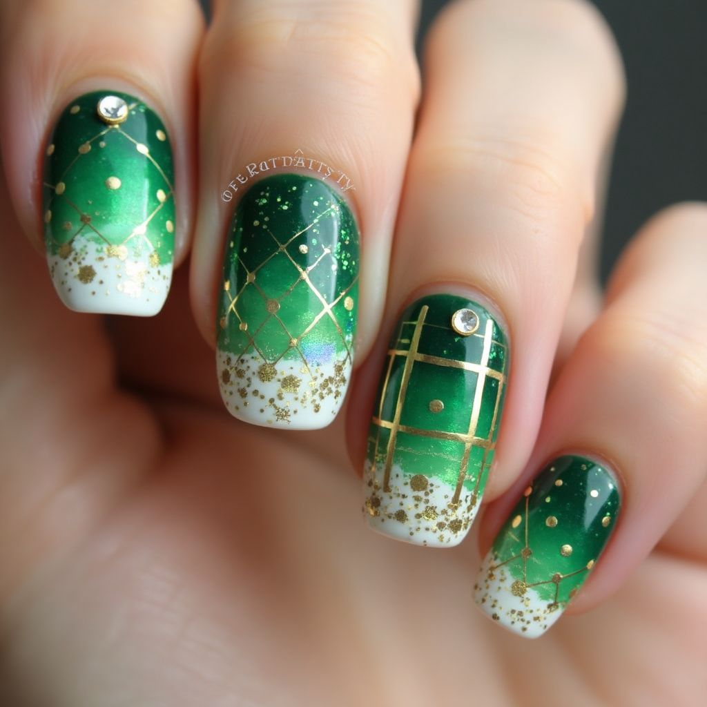St Patrick's Day French Manicure Nail Design