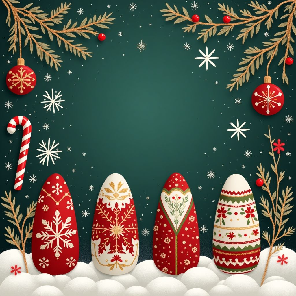 Christmas Negative Space Nail Design