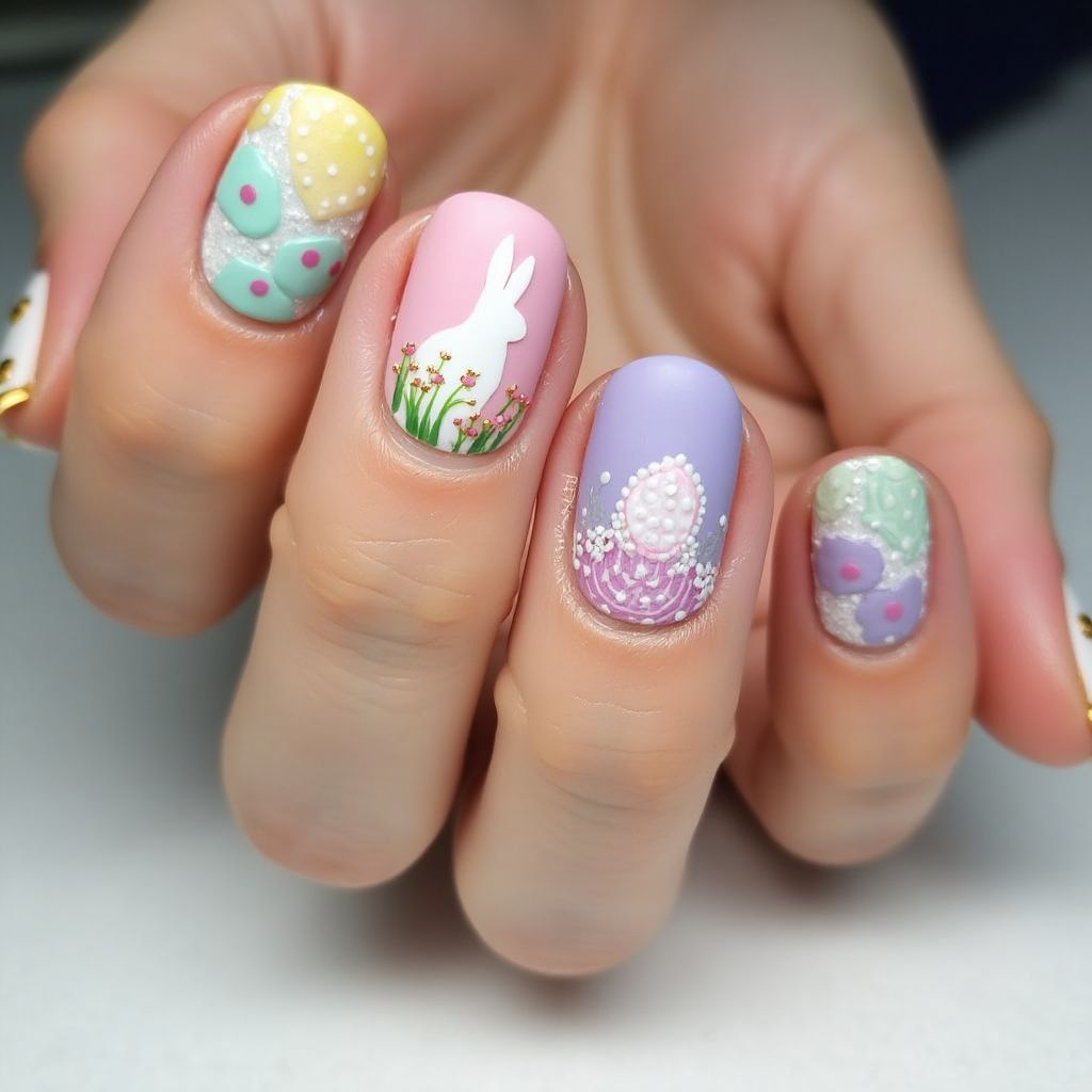 Easter Ombre Nail Design