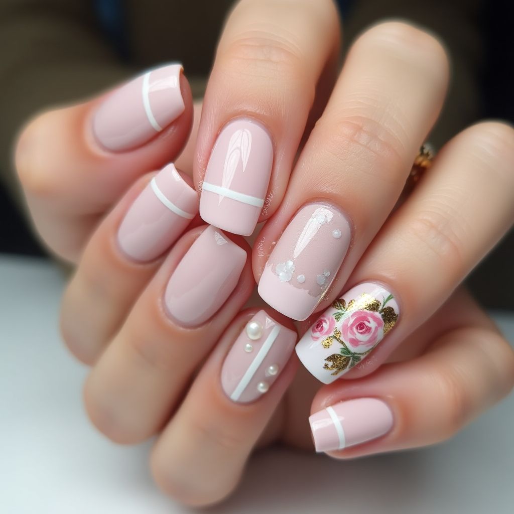Mother's Day French Manicure Nail Design