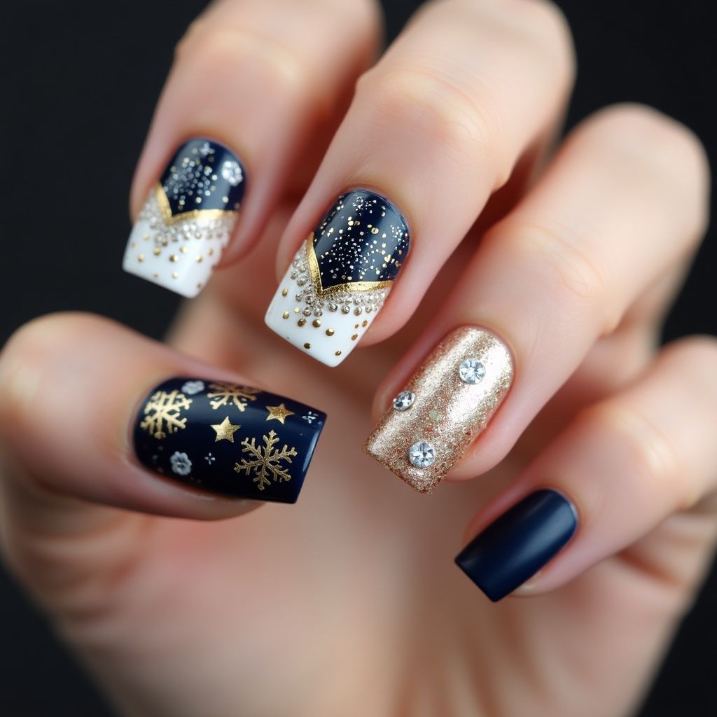 New Year French Manicure Nail Design
