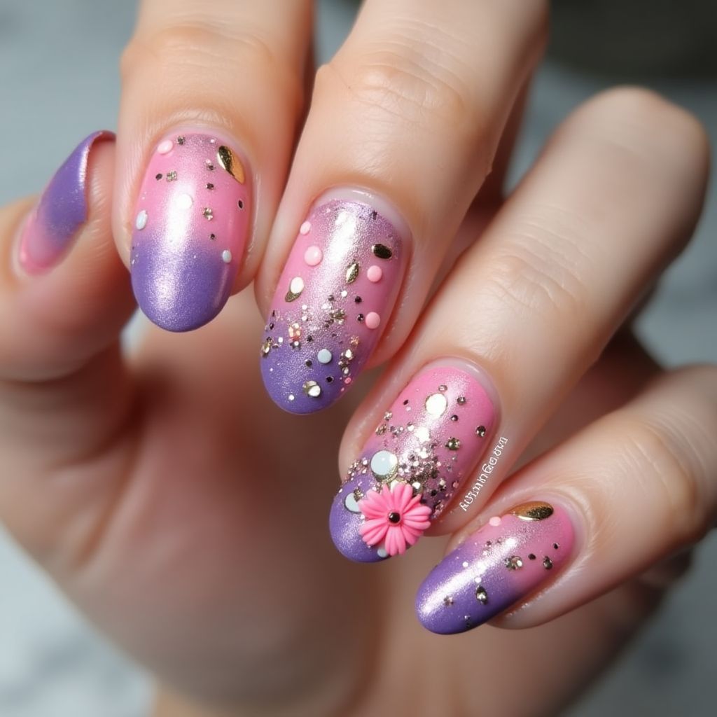 Birthday Ombre Nail Design