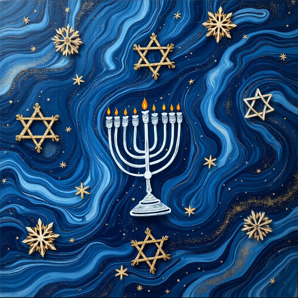 Hanukkah Marbling Nail Design