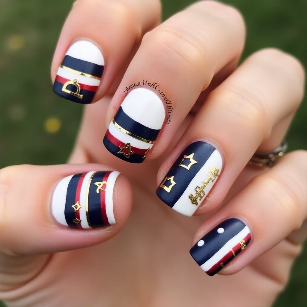 Labor Day French Manicure Nail Design