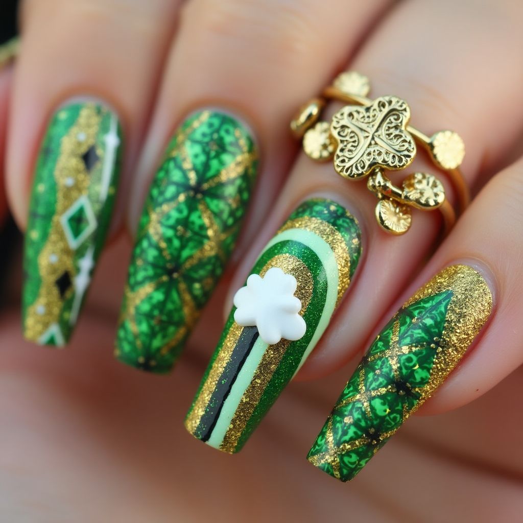 St Patrick's Day 3d Nail Design