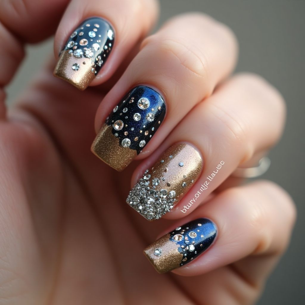 New Year Ombre Nail Design