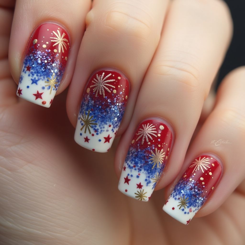 4th Of July Ombre Nail Design