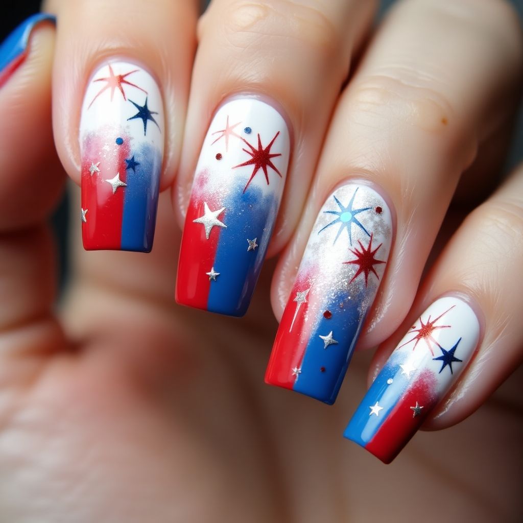 4th Of July Ombre Nail Design