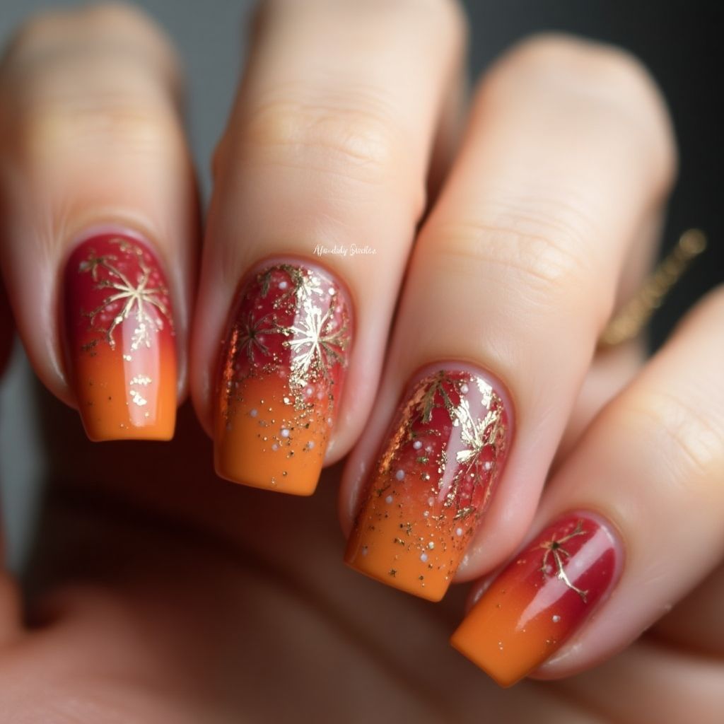 Thanksgiving French Manicure Nail Design
