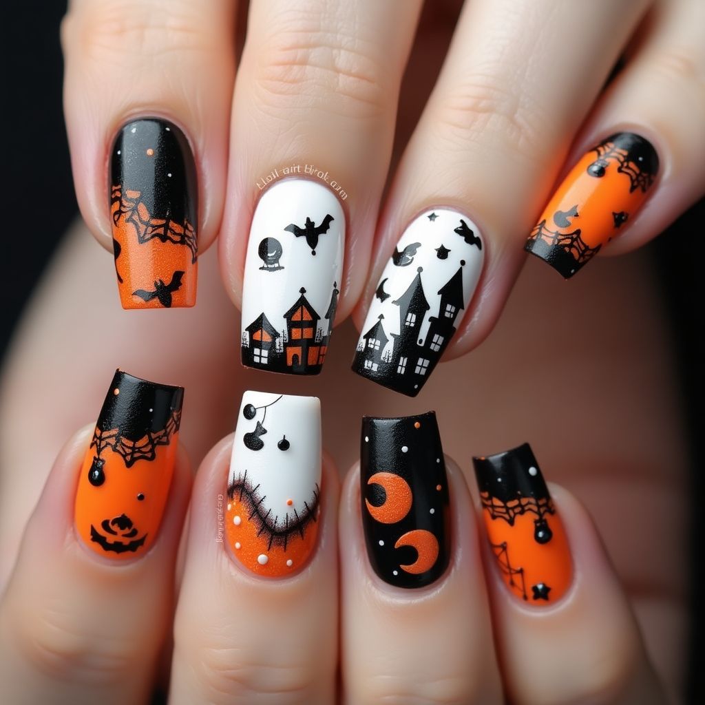 Halloween French Manicure Nail Design