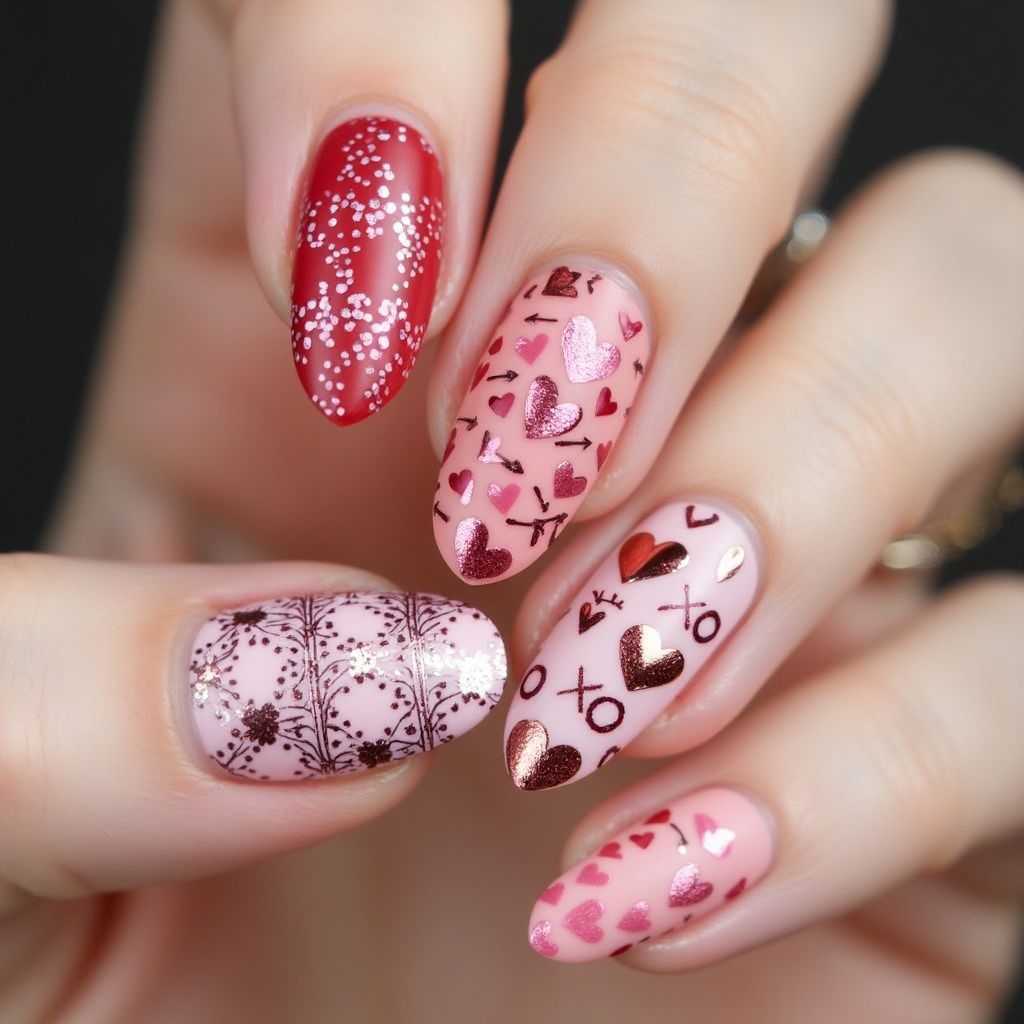 Valentine's Day Stamping Nail Design