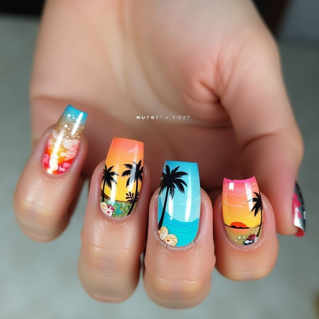 Vacation 3d Nail Design